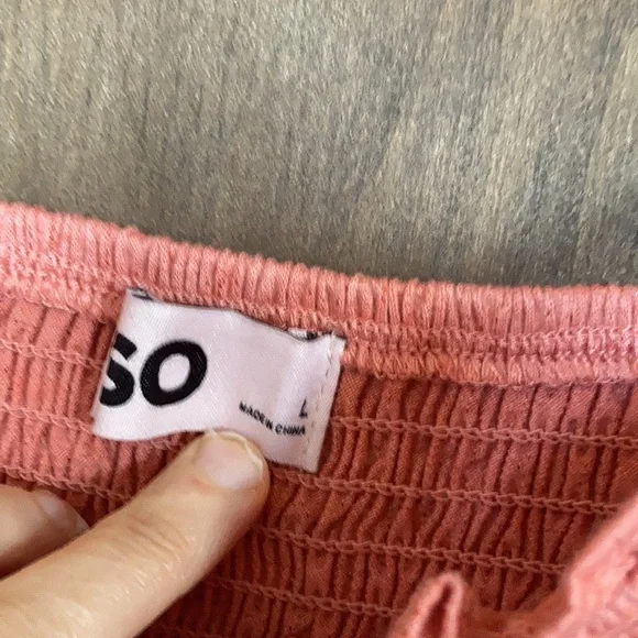 SO top blush crepe long sleeve smocked top boho cottagecore casual L jrs - Picture 12 of 16